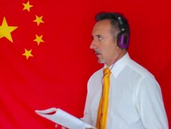 Businessman studying chinese language Stock Footage