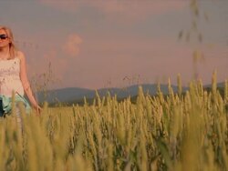 Woman listening to music Stock Footage