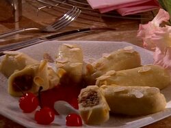 With almonds filled cooked dumplings Stock Footage