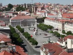 Lisbon, view of the Rossio square Stock Footage
