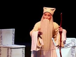 MS TS Actor performing qinqiang opera in theater, qinqiang is representative folk opera of northwest china AUDIO / xi'an, shaanxi, china Stock Footage