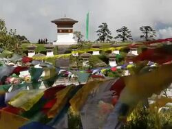 Chortens or Stupas  built at the head of the Dochula Pass, Thimphu, Bhutan, Asia Stock Footage