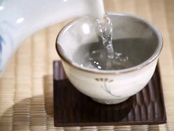 CU SLO MO Shot of Pouring Sake into cup / Seoul, South Korea Stock Footage