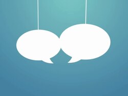 Speech bubbles hanging on a wire Stock Footage