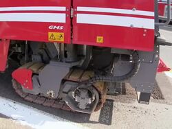 CU PAN Shot of bridge construction site preparing demolition of old bridge at Saar river / Wiltingen, Rhineland Palatinate, Germany Stock Footage