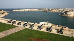 The Saluting Battery above the Grand Harbour Stock Footage
