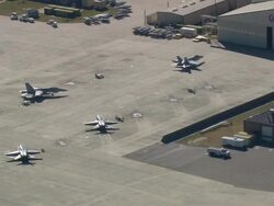 MS AERIAL Shot of US Naval Res, Marine Air Station / South Carolina, United States Stock Footage