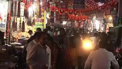 Night shots of Diwali Lights and decorations in Sadar Bazaar in Old Delhi News Clip