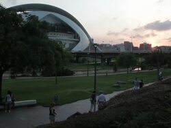 "People jogging and cylcing at the City of the Arts and Science, in Valencia, Spain." Stock Footage