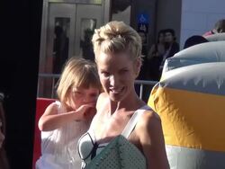 Ashley Scott with kids at the Planes Movie Premier Stock Footage