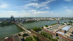 Skyline Cologne with Rhine River Stock Footage