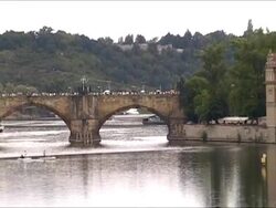 Charles bridge in Prague Stock Footage