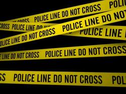 Police Line Do Not Cross In The Dark (Panning Camera) Stock Footage