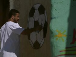 Morro Dos Prazeres Favela - Graffiti Artist Stock Footage