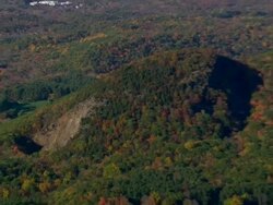 WS AERIAL ZI PAN View of Sleeping Giant State park / Connecticut, United States Stock Footage