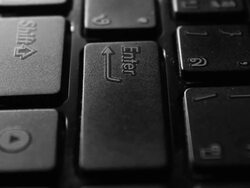 Typing fingers push notebook.Enter Silhouette Stock Footage