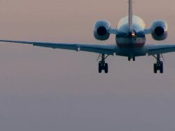 zoom on an aicraft landing Stock Footage