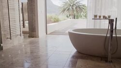 Bathtub in luxury master bathroom Stock Footage