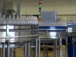 MS Shot of bottling plant at beverage industry / Gerolstein, Rhineland Palatinate, Germany  Stock Footage