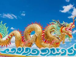 Chinese Golden Dragon Statue Stock Footage