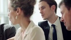 Business people brainstorming in meeting Stock Footage