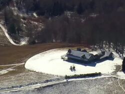 MS AERIAL Shot house in Great Smoky Mountain National Park / North Carolina, United States Stock Footage