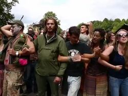 Protests Continue At The West Sussex Fracking Site Stock Footage