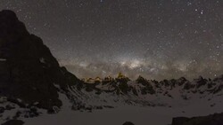 Mountain peaks with milky way galaxy sars time lapse Stock Footage