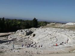 Syracuse, Archaeological Park, the Greek theater, 3rd century B.C. Stock Footage
