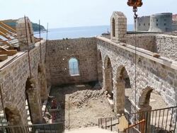 View of the Lazaretto, 15th century building, Dubrovnik Stock Footage