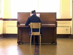 Young girl plays Beethoven Stock Footage