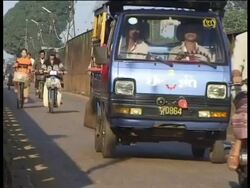 Busy road, Laos Stock Footage