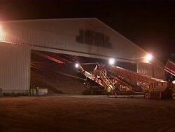 LS of sugar beets in enormous piles in warehouse. Stock Footage