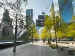 Hyperlapse towards 9/11 Memorial Museum Stock Footage