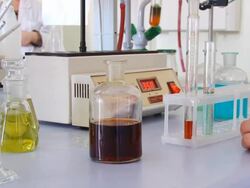 chemical experiments in the laboratory Stock Footage