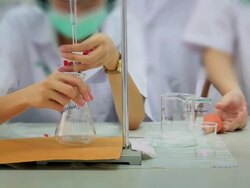 Medical students are tested chemically Stock Footage