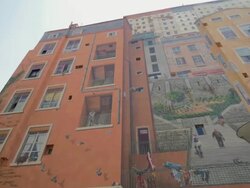 Le Murs De Canuts,Mural,WS,PAN Stock Footage