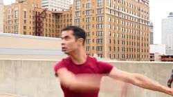 MS ZO Group of friends dancing together on rooftop Stock Footage