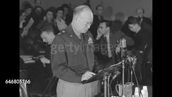 Gen. Dwight Eisenhower stresses the need for universal military training as he testifies before Congress News Clip