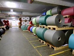 MS PAN Paper bundle store in paper mill / Gmund, Bavaria, Germany Stock Footage