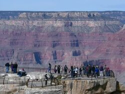 Grand Canyon tourists from a long distance Stock Footage