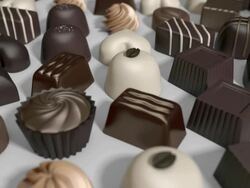 Pan over assorted praline chocolates Stock Footage
