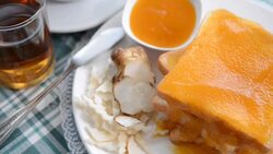 Breakfast toast with jam Helianthus tuberosus Stock Footage