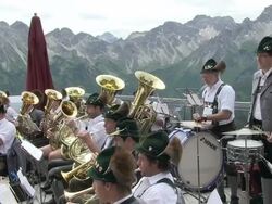  MS View of traditional band at fellhorn / Oberstdorf, Bavaria, Germany  Stock Footage