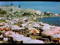 French Riviera beach scene Stock Footage