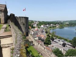 WS View of Le chateau des Ducs de lorraine / Sierck les Bains, Lorraine, France Stock Footage