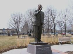 A statue of Hubert H. Humphrey in St. Paul Minnesota Stock Footage