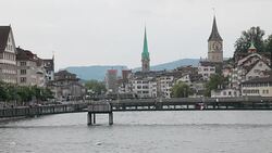 Medium Shot of the Limmat River in Zurich, Switzerland Stock Footage