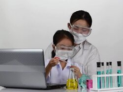 Scientist researching at laboratory Stock Footage
