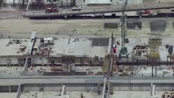 Aerial view of construction on the Atotonilco wastewater plant in Mexico. Stock Footage